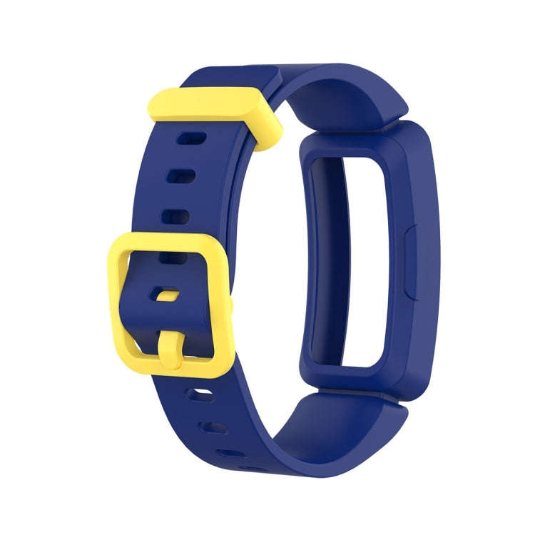 For Fitbit Inspire HR / Ace 2 Silicone Smart Watch  Watch Band(Blue + Yellow Buckle)
