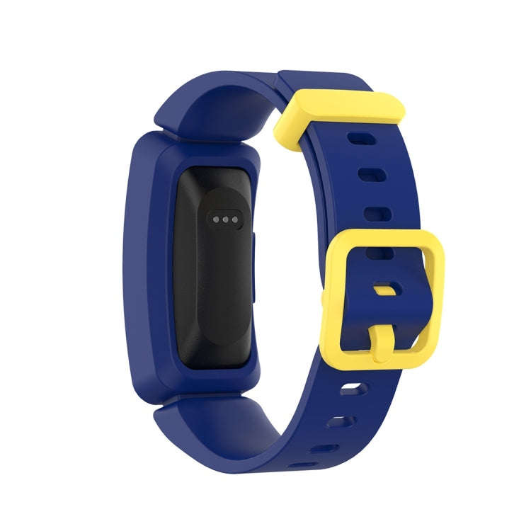 For Fitbit Inspire HR / Ace 2 Silicone Smart Watch  Watch Band(Blue + Yellow Buckle)