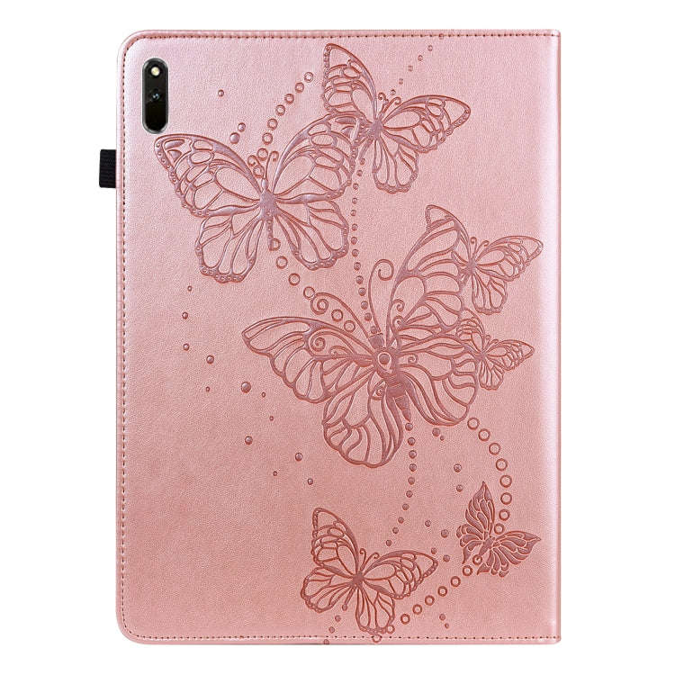 For Huawei MatePad 11 2021 Embossed Butterfly Pattern Horizontal Flip Leather Tablet Case(Pink)