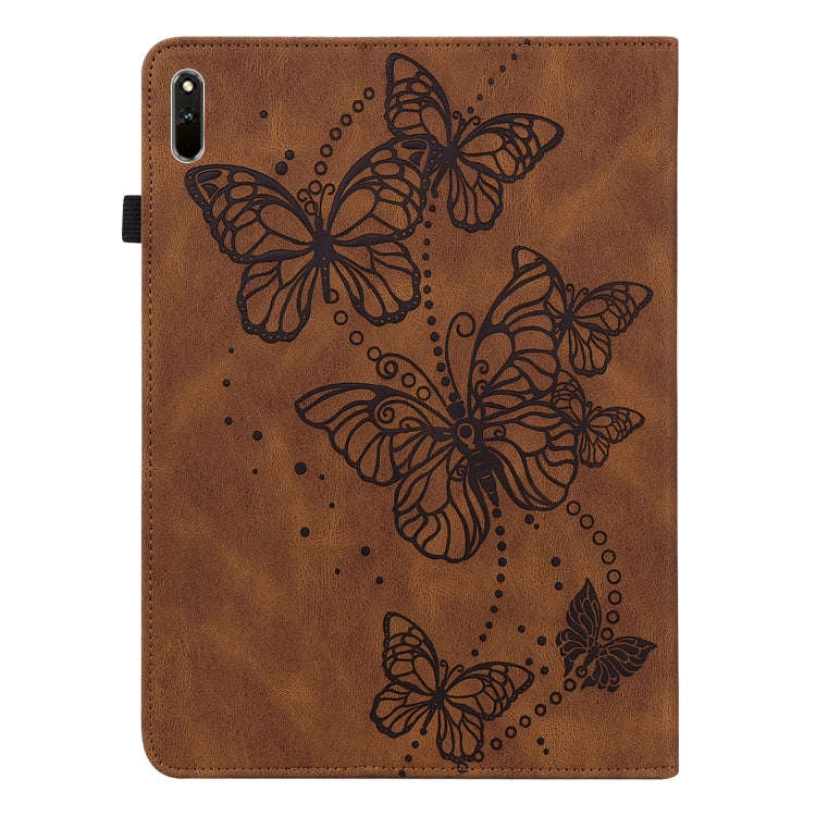 For Huawei MatePad 11 2021 Embossed Butterfly Pattern Horizontal Flip Leather Tablet Case(Brown)