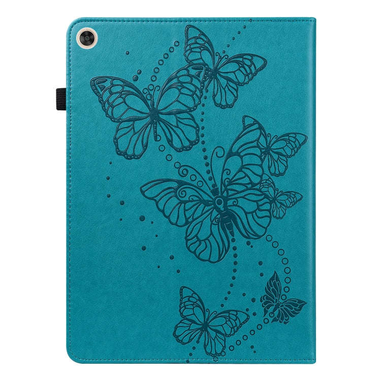 For Huawei MatePad T10S Embossed Butterfly Pattern Horizontal Flip Leather Tablet Case(Blue)