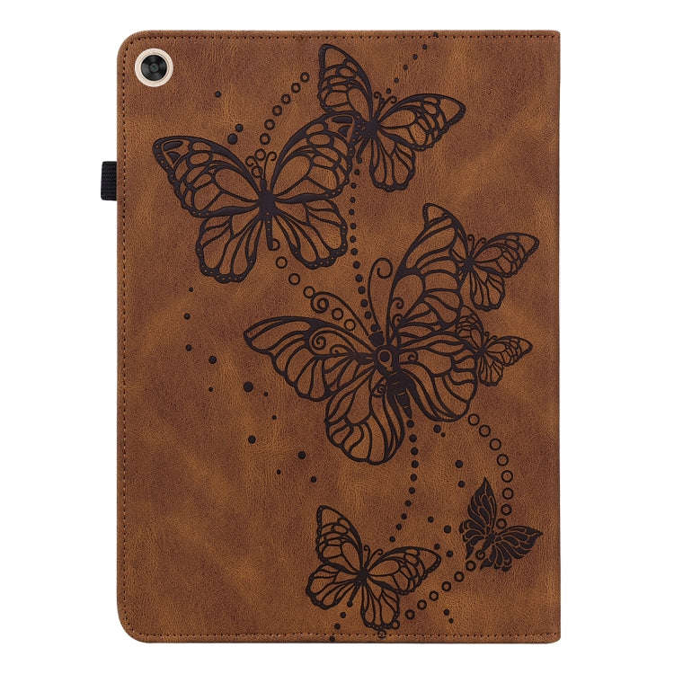For Huawei MatePad T10S Embossed Butterfly Pattern Horizontal Flip Leather Tablet Case(Brown)