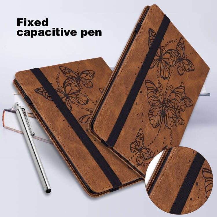 For Huawei MatePad T10S Embossed Butterfly Pattern Horizontal Flip Leather Tablet Case(Brown)