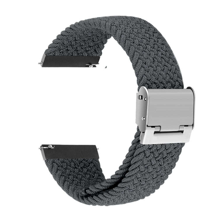 22mm Universal Metal Buckle Nylon Braided Watch Band(Gray)