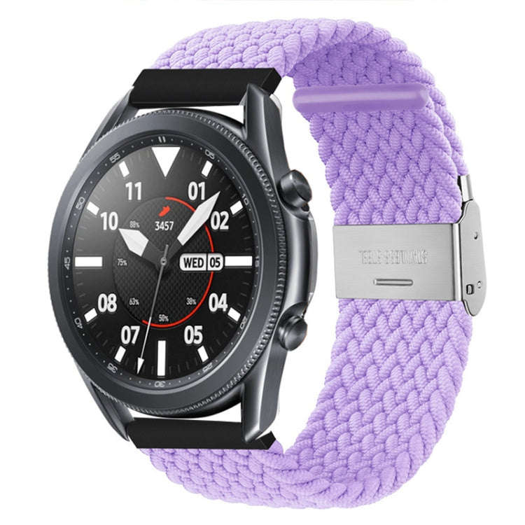 22mm Universal Metal Buckle Nylon Braided Watch Band(Light Purple)
