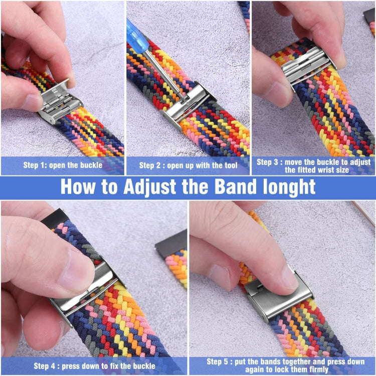 22mm Universal Metal Buckle Nylon Braided Watch Band(Gray)