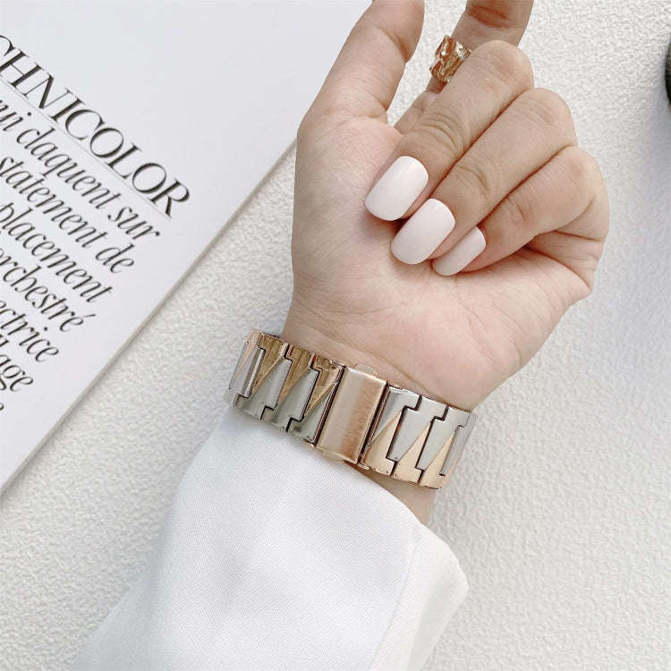 22mm Lightning Bolt Style Steel Watch Band(Silver Rose Gold)