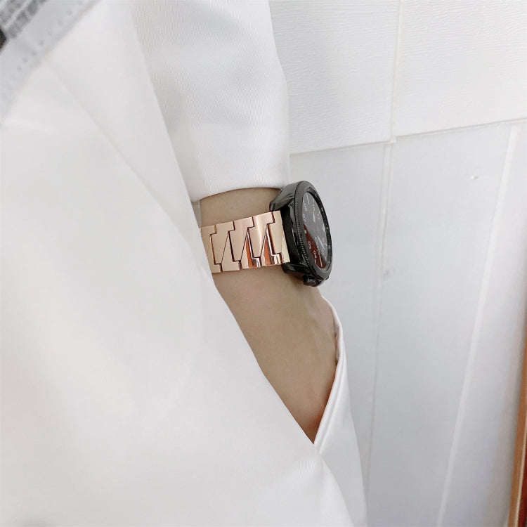22mm Lightning Bolt Style Steel Watch Band(Silver Rose Gold)