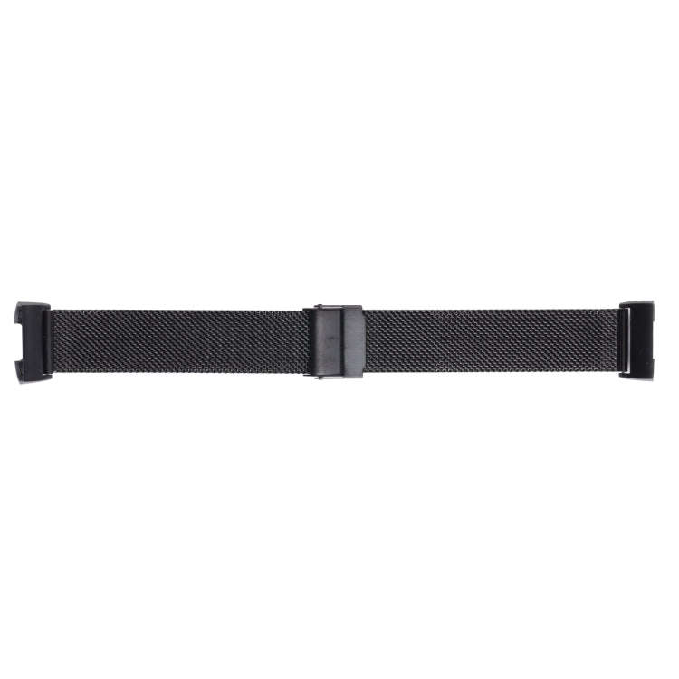 For Fitbit Charge 4 Double Insurance Buckle Milanese Watch Band(Black)