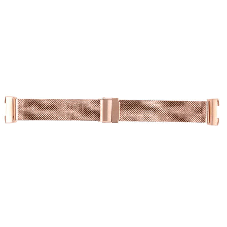 For Fitbit Charge 4 Double Insurance Buckle Milanese Watch Band(Rose Gold)