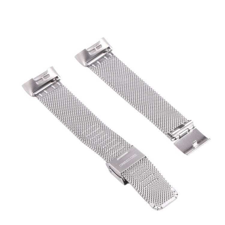 For Fitbit Charge 4 Double Insurance Buckle Milanese Watch Band(Silver)
