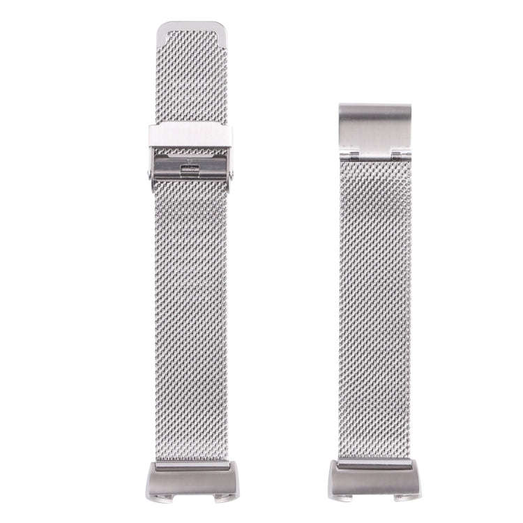 For Fitbit Charge 4 Double Insurance Buckle Milanese Watch Band(Silver)