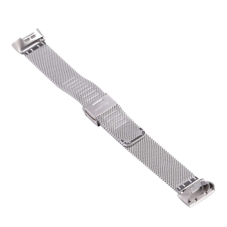 For Fitbit Charge 4 Double Insurance Buckle Milanese Watch Band(Silver)