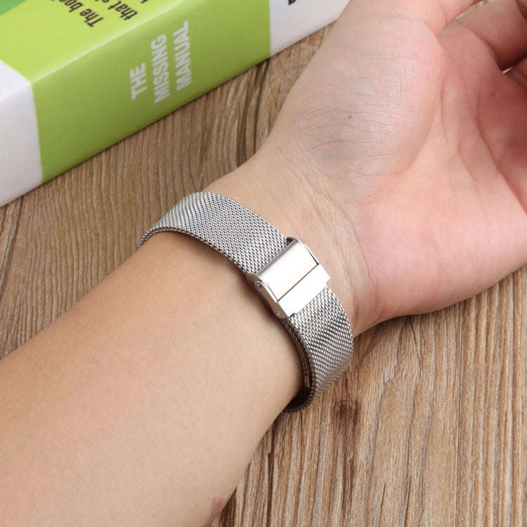 For Fitbit Charge 4 Double Insurance Buckle Milanese Watch Band(Silver)