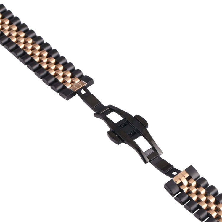 20mm Five-bead Stainless Steel Watch Band(Black Rose Gold)