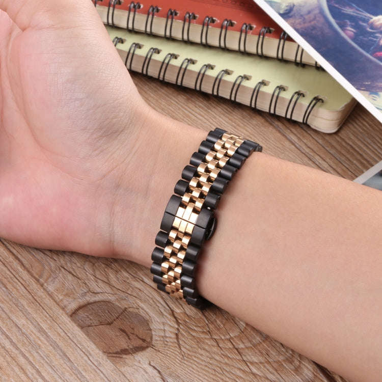 20mm Five-bead Stainless Steel Watch Band(Black Rose Gold)