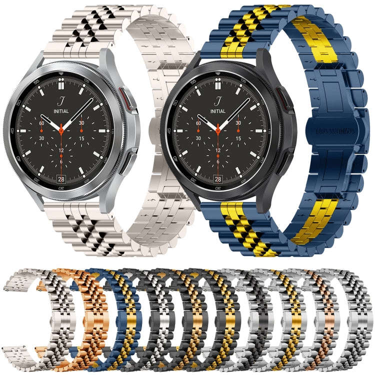 20mm Five-bead Stainless Steel Watch Band(Black Gold)