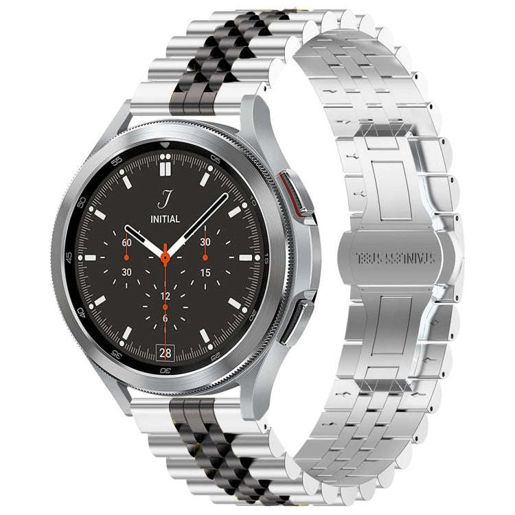 22mm Five-bead Stainless Steel Watch Band(Silver Black)