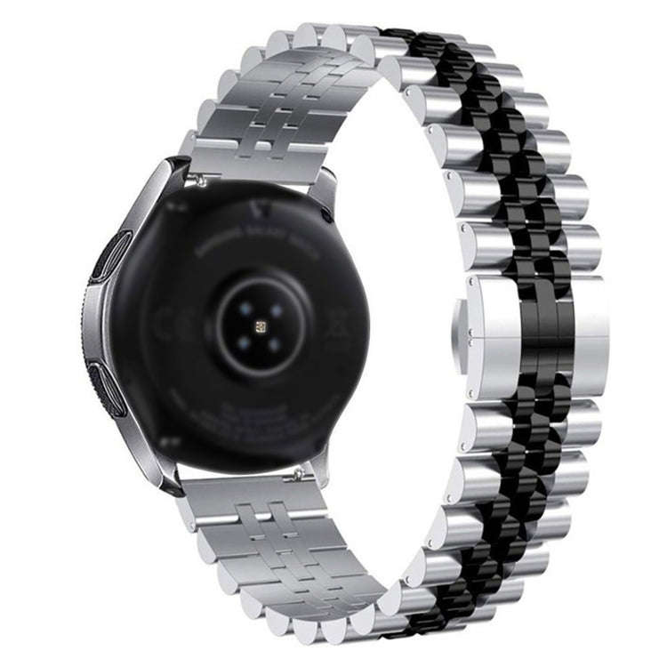 22mm Five-bead Stainless Steel Watch Band(Silver Black)