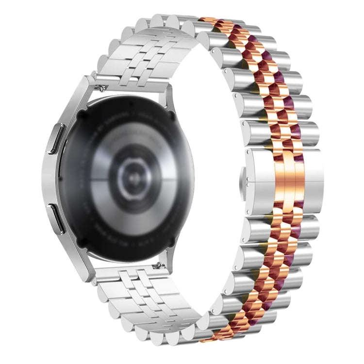 22mm Five-bead Stainless Steel Watch Band(Silver Rose Gold)