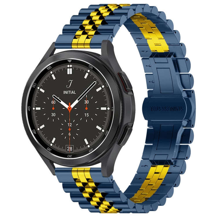 22mm Five-bead Stainless Steel Watch Band(Blue Gold)