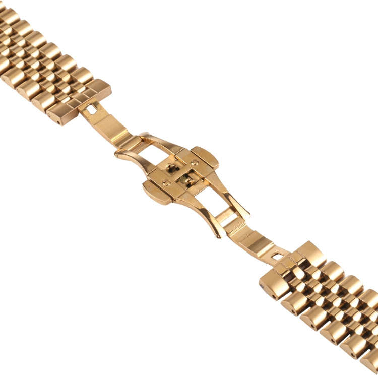 22mm Five-bead Stainless Steel Watch Band(Gold)