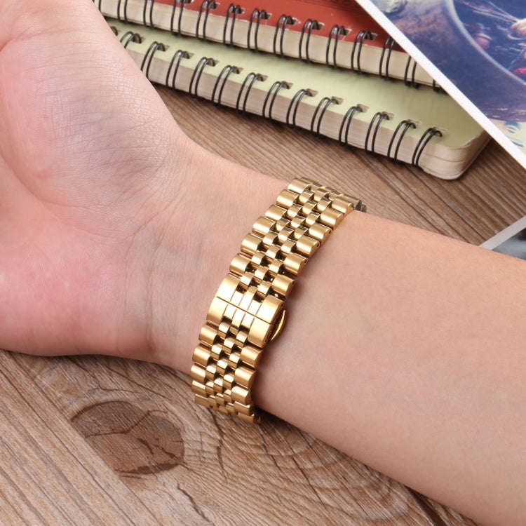 22mm Five-bead Stainless Steel Watch Band(Gold)