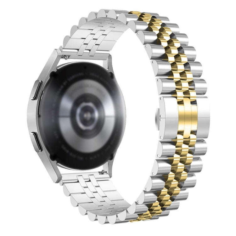 22mm Five-bead Stainless Steel Watch Band(Silver Gold)