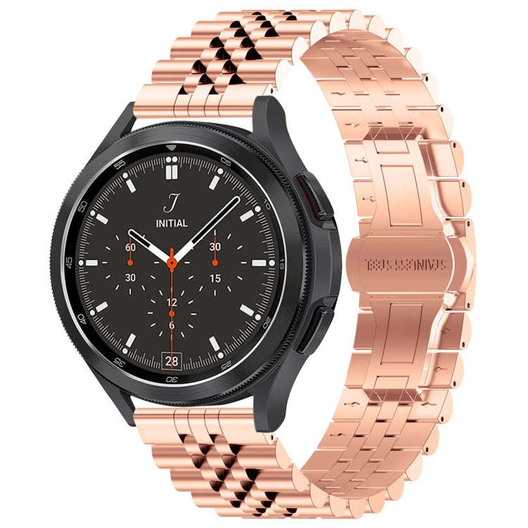 22mm Five-bead Stainless Steel Watch Band(Rose Gold)