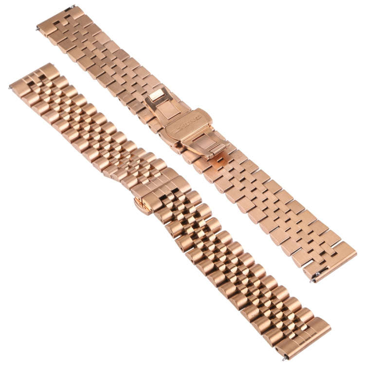 22mm Five-bead Stainless Steel Watch Band(Rose Gold)
