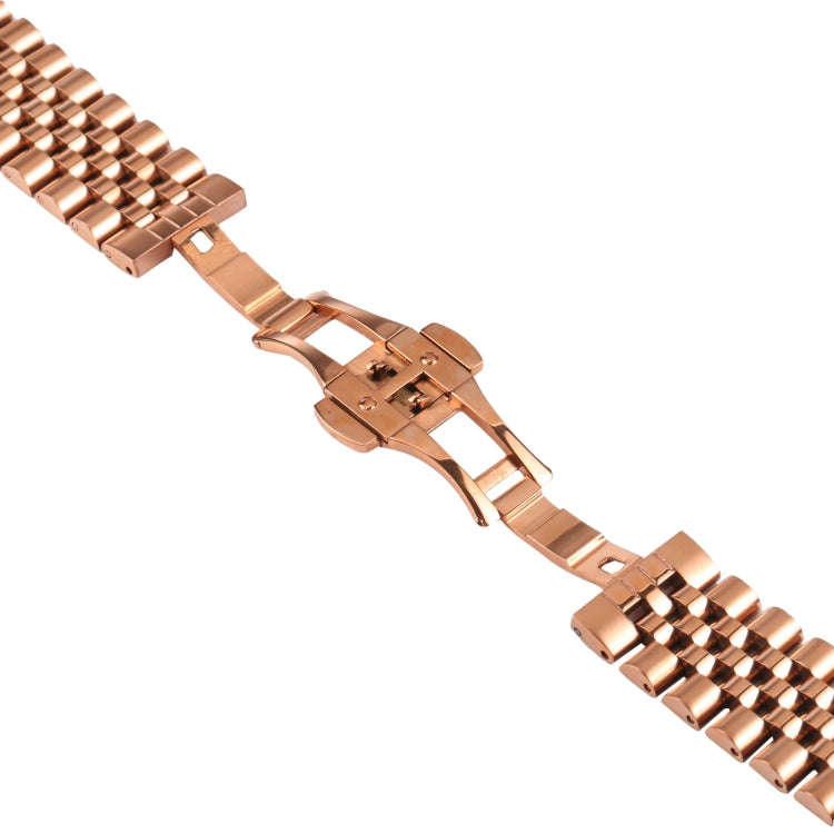 22mm Five-bead Stainless Steel Watch Band(Rose Gold)