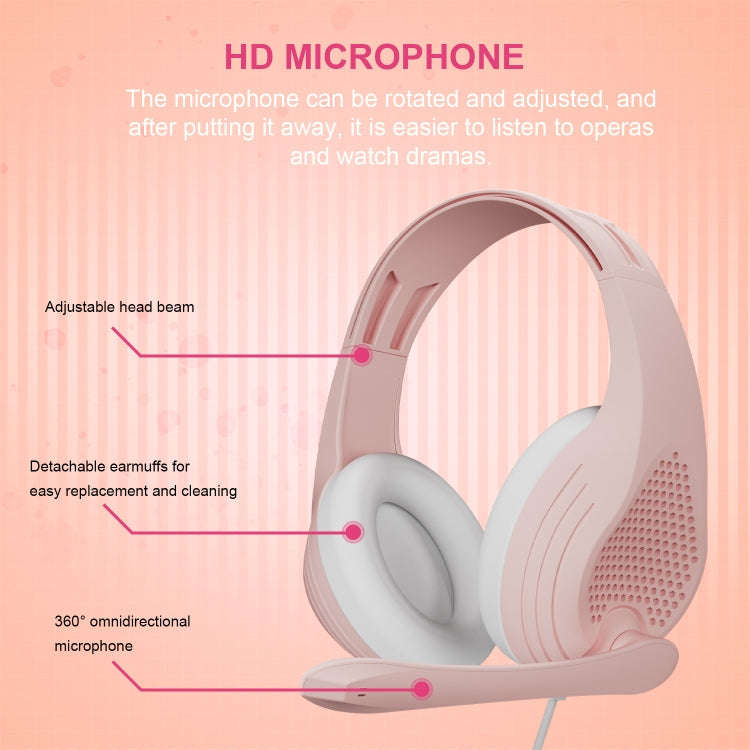 SADES A9 3.5mm Port Adjustable Gaming Headset with Microphone(Rose Gold)