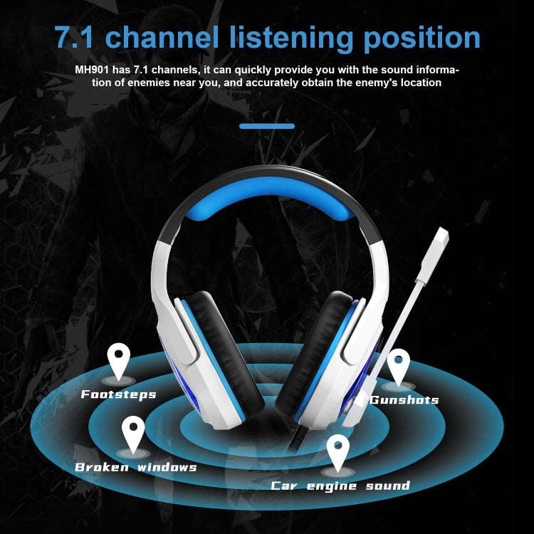 SADES MH901 7.1 Channel USB Adjustable Gaming Headset with Microphone(Blue White)