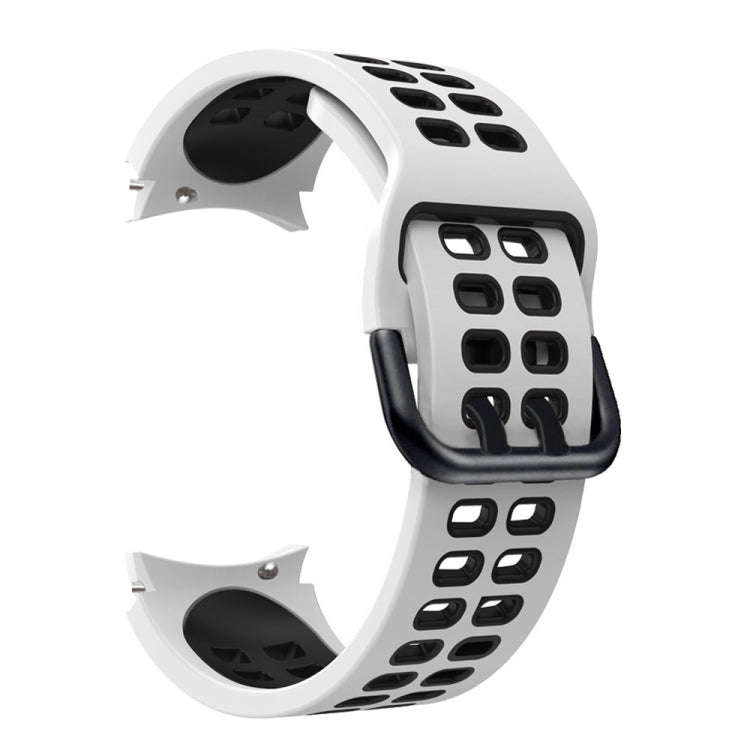 For Samsung Galaxy Watch4 40mm / 44mm Double-row Hole Two-color Silicone Watch Band(White Black)