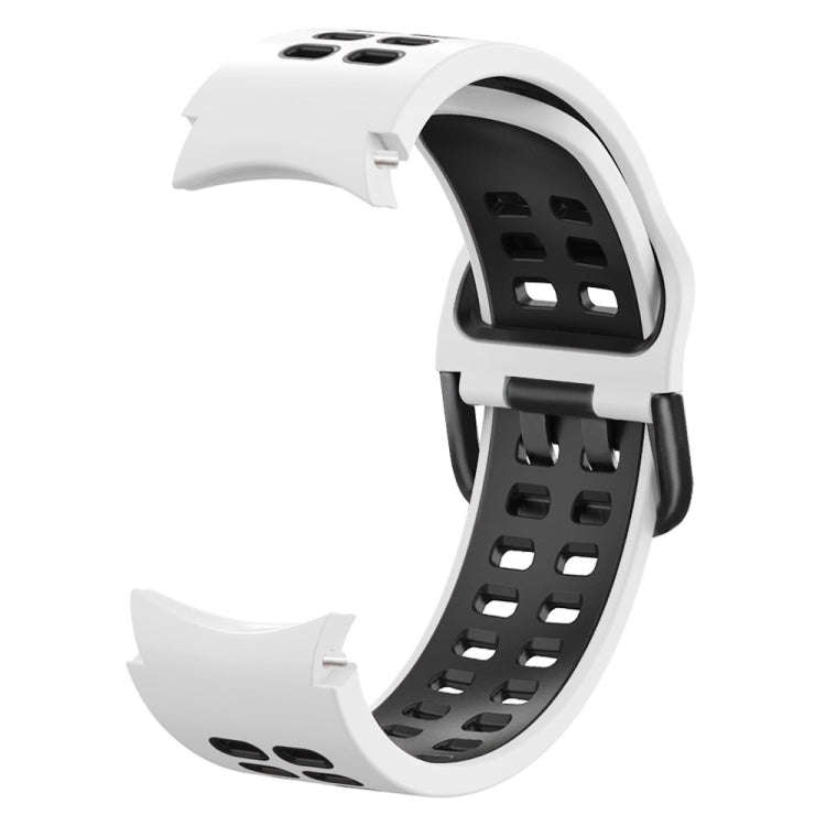 For Samsung Galaxy Watch4 40mm / 44mm Double-row Hole Two-color Silicone Watch Band(White Black)