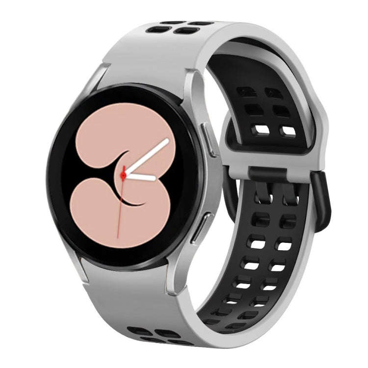 For Samsung Galaxy Watch4 40mm / 44mm Double-row Hole Two-color Silicone Watch Band(White Black)