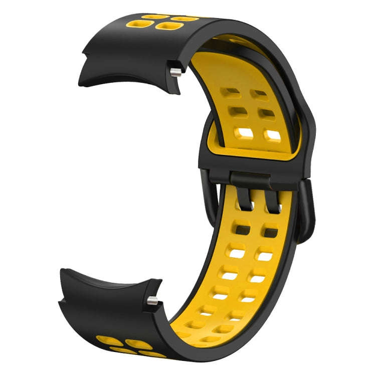 For Samsung Galaxy Watch4 40mm / 44mm Double-row Hole Two-color Silicone Watch Band(Black Yellow)