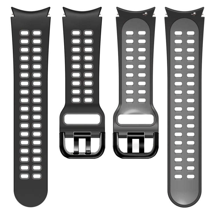 For Samsung Galaxy Watch4 40mm / 44mm Double-row Hole Two-color Silicone Watch Band(Black Grey)