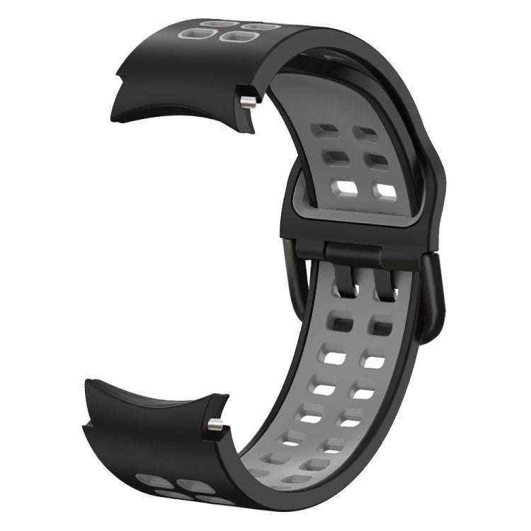 For Samsung Galaxy Watch4 40mm / 44mm Double-row Hole Two-color Silicone Watch Band(Black Grey)