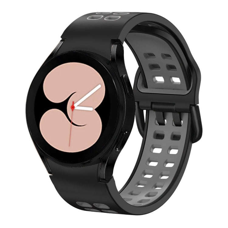 For Samsung Galaxy Watch4 40mm / 44mm Double-row Hole Two-color Silicone Watch Band(Black Grey)