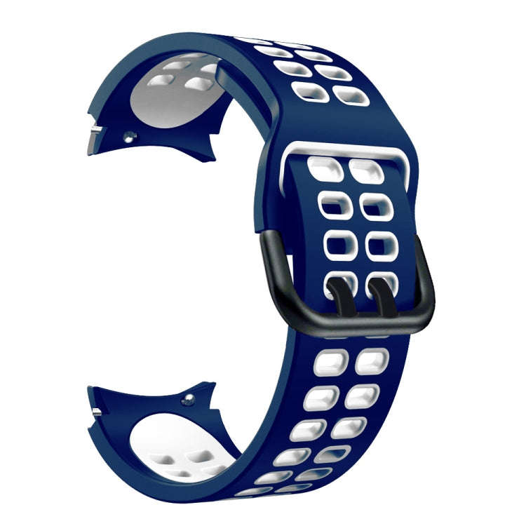 For Samsung Galaxy Watch4 40mm / 44mm Double-row Hole Two-color Silicone Watch Band(Midnight Blue...