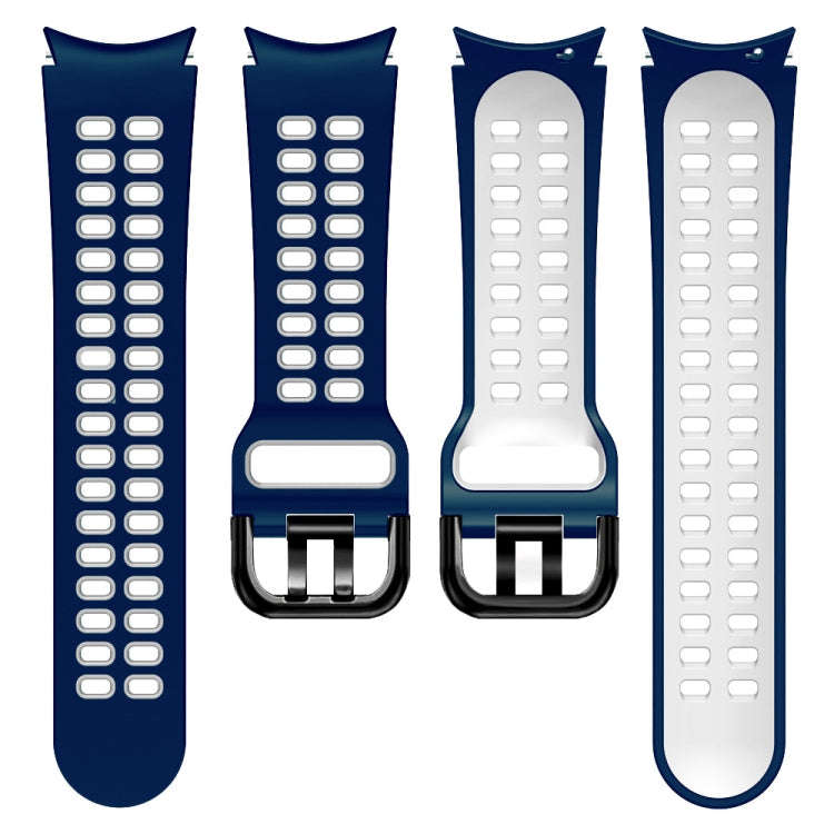 For Samsung Galaxy Watch4 40mm / 44mm Double-row Hole Two-color Silicone Watch Band(Midnight Blue...