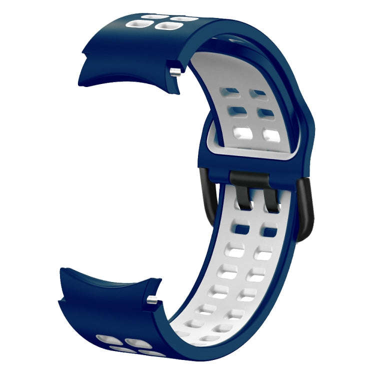 For Samsung Galaxy Watch4 40mm / 44mm Double-row Hole Two-color Silicone Watch Band(Midnight Blue...