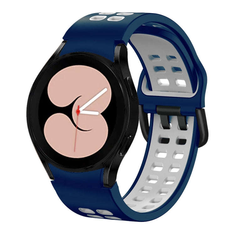 For Samsung Galaxy Watch4 40mm / 44mm Double-row Hole Two-color Silicone Watch Band(Midnight Blue...