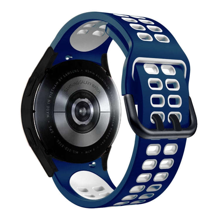 For Samsung Galaxy Watch4 40mm / 44mm Double-row Hole Two-color Silicone Watch Band(Midnight Blue...