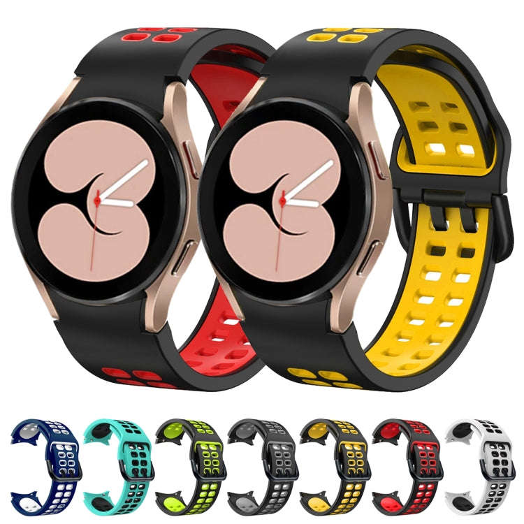 For Samsung Galaxy Watch4 40mm / 44mm Double-row Hole Two-color Silicone Watch Band(Black Grey)