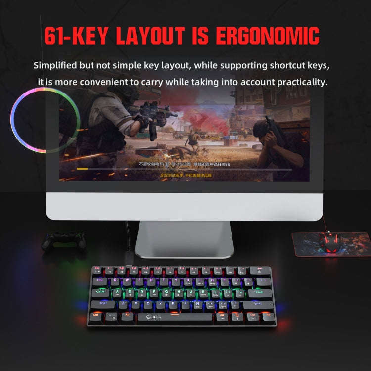 HXSJ V900 61 Keys Cool Lighting Effect Mechanical Wired Keyboard(Black)