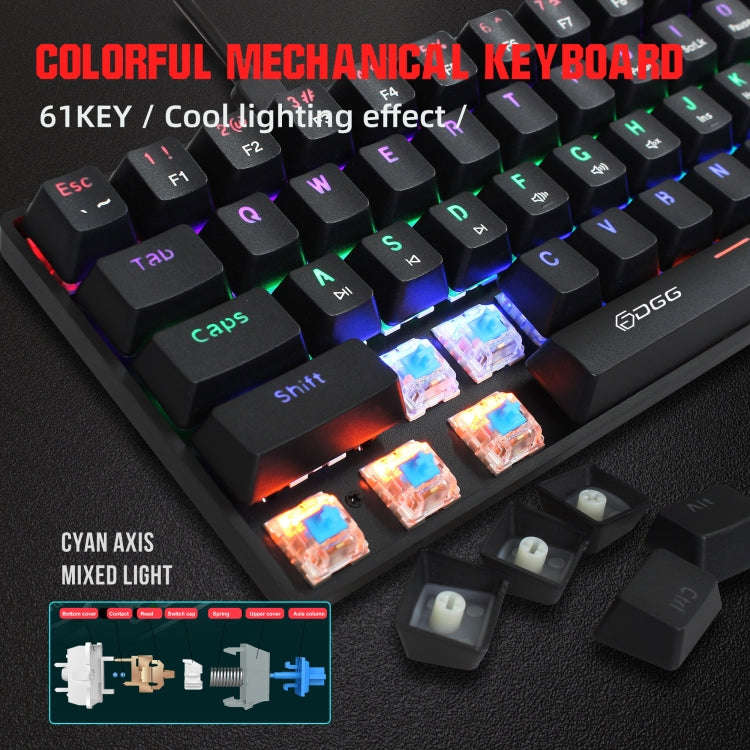 HXSJ V900 61 Keys Cool Lighting Effect Mechanical Wired Keyboard(Black)