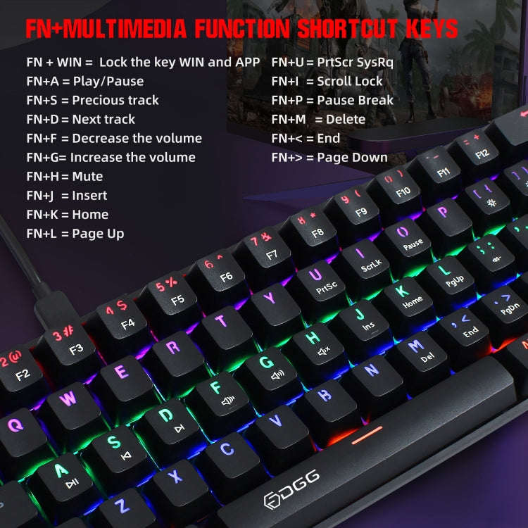 HXSJ V900 61 Keys Cool Lighting Effect Mechanical Wired Keyboard(Black)