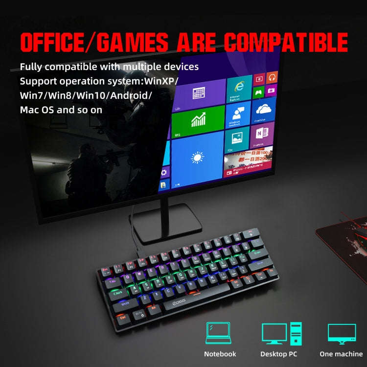 HXSJ V900 61 Keys Cool Lighting Effect Mechanical Wired Keyboard(Black)